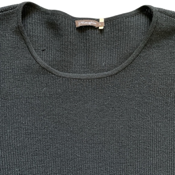 J. McLaughlin Italian Merino Wool Sweater Tiered Ruffle Sleeve Black Large - Picture 7 of 12